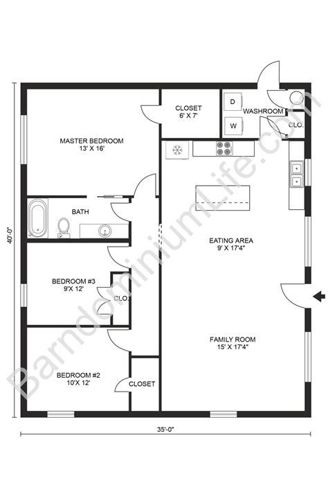 3 bedroom 2 bath metal house plans|barndominium one bedroom plans.